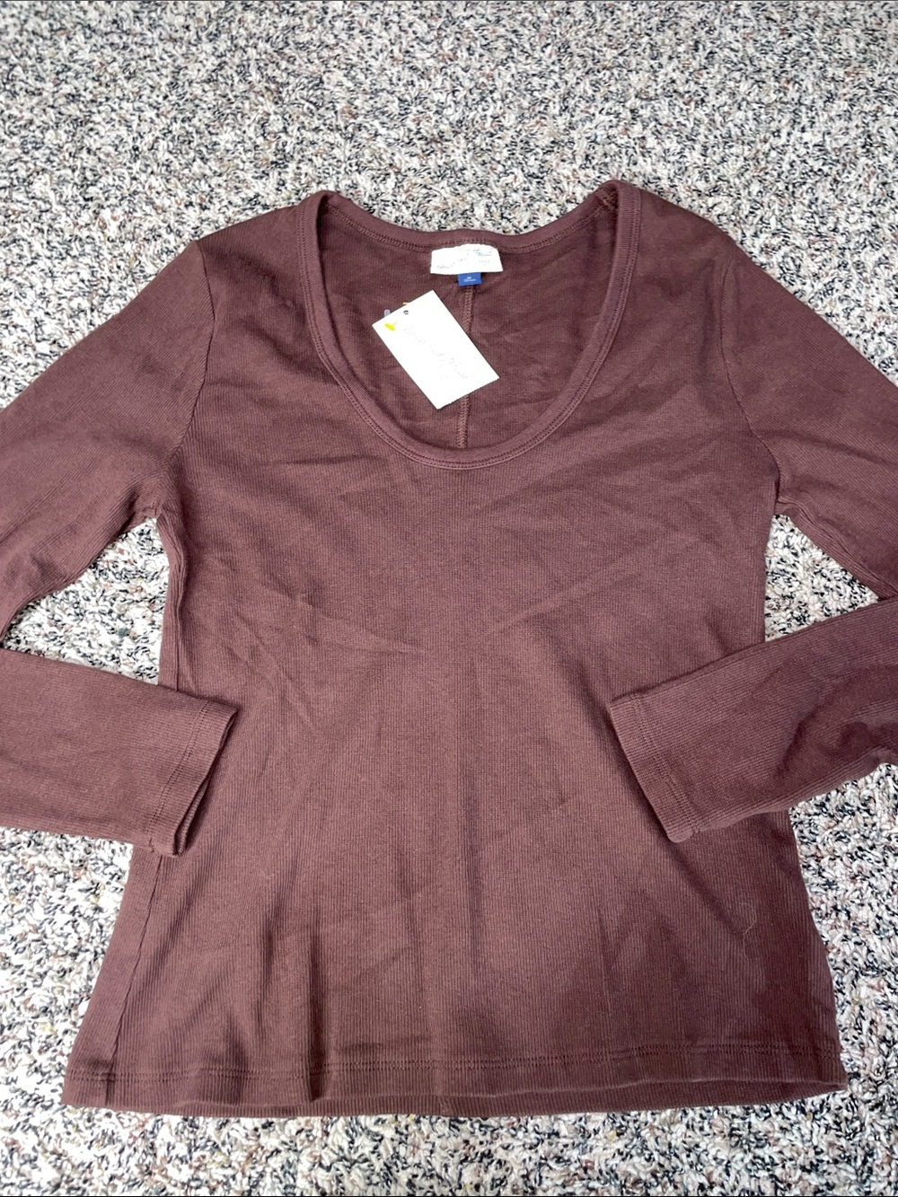 Universal Thread Women's Scoop Neck Long Sleeve Ribbed Top - Brown M NWT
